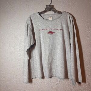 University of Arkansas Razorbacks Long Sleeve T Shirt Gray Mens XL